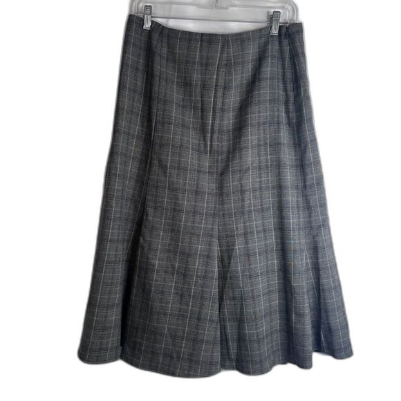 Worthington Plaid Godet Flare Midi Skirt Office Work Career Pleated Size 10 - Picture 1 of 8